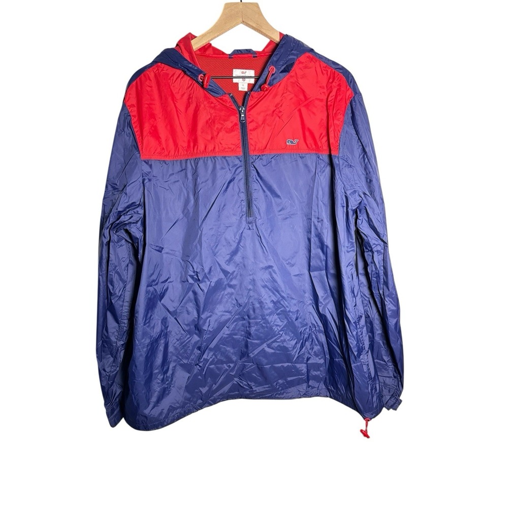Vineyard Vines Target Men's Rain Jacket XL Blue Red Windbreaker Pullover Nylon